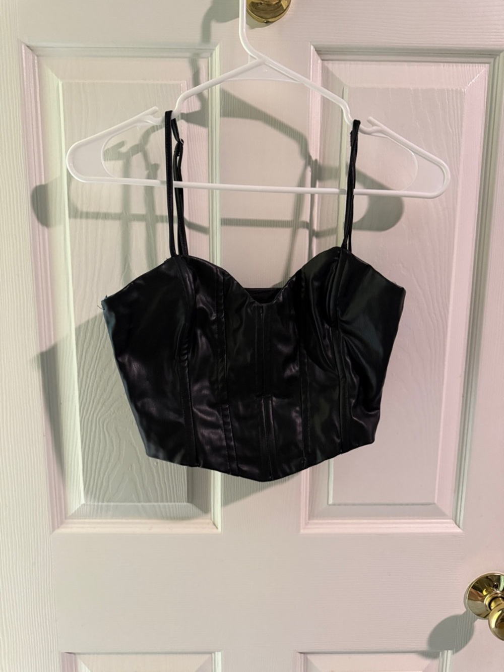 Zara Black Faux Leather Bustier Crop Top